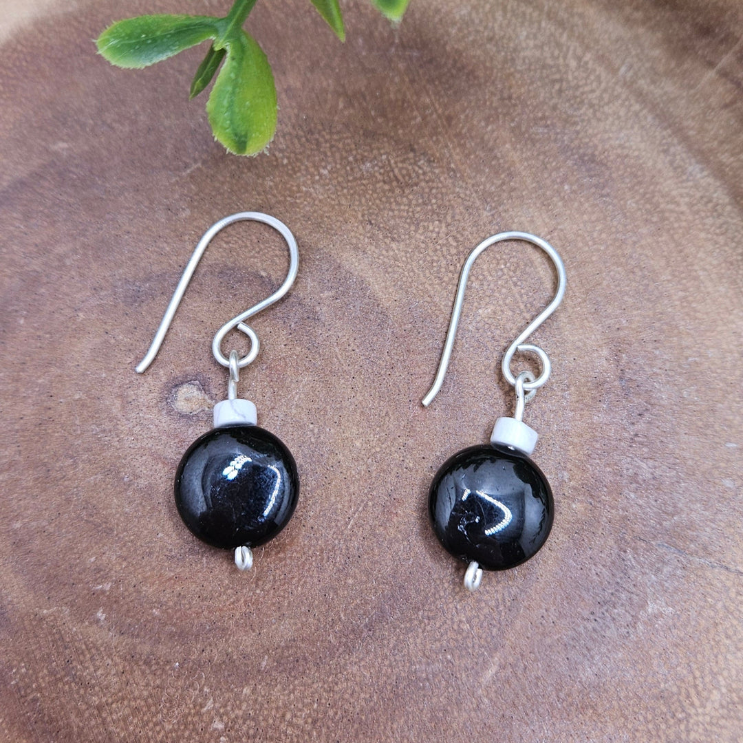 Howlite & Obsidian Sterling Silver Earrings