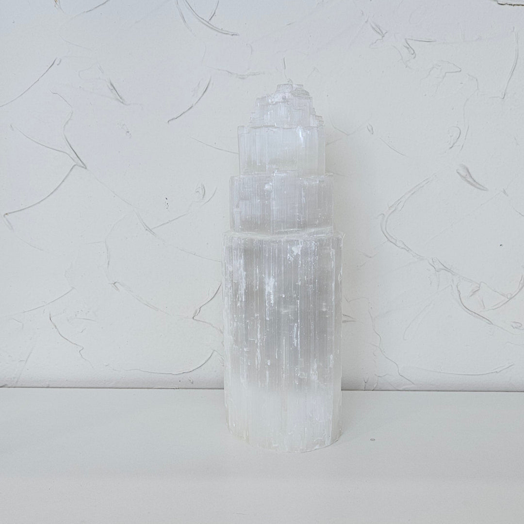 Satin Spar (Selenite) 10'' Lamp