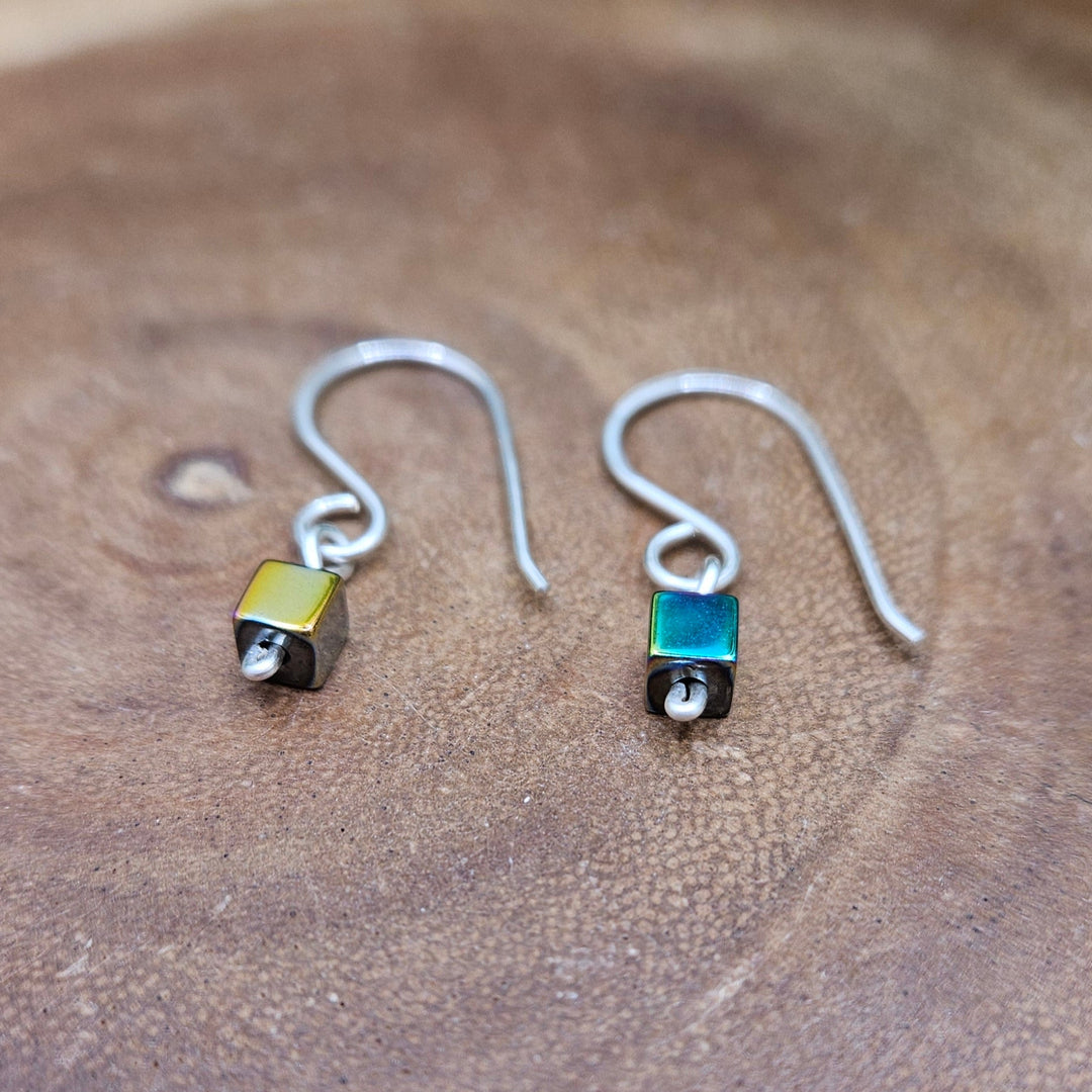 Titanium Hematite Sterling Silver Dainty Earrings