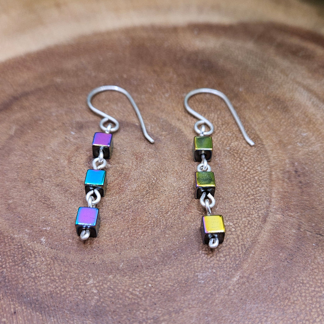 Titanium Hematite Sterling Silver Dangle Earrings
