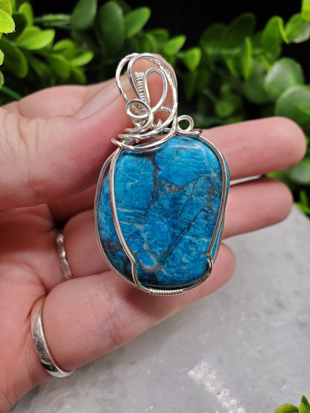 Turquoise Howlite Sterling Silver Pendant