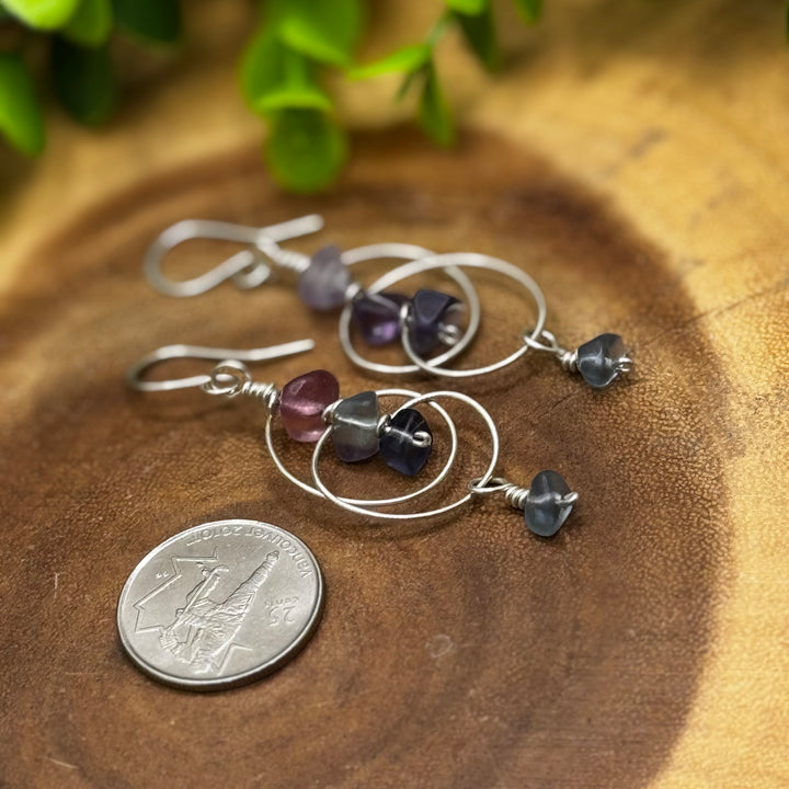 Fluorite Sterling Silver Absract Earrings