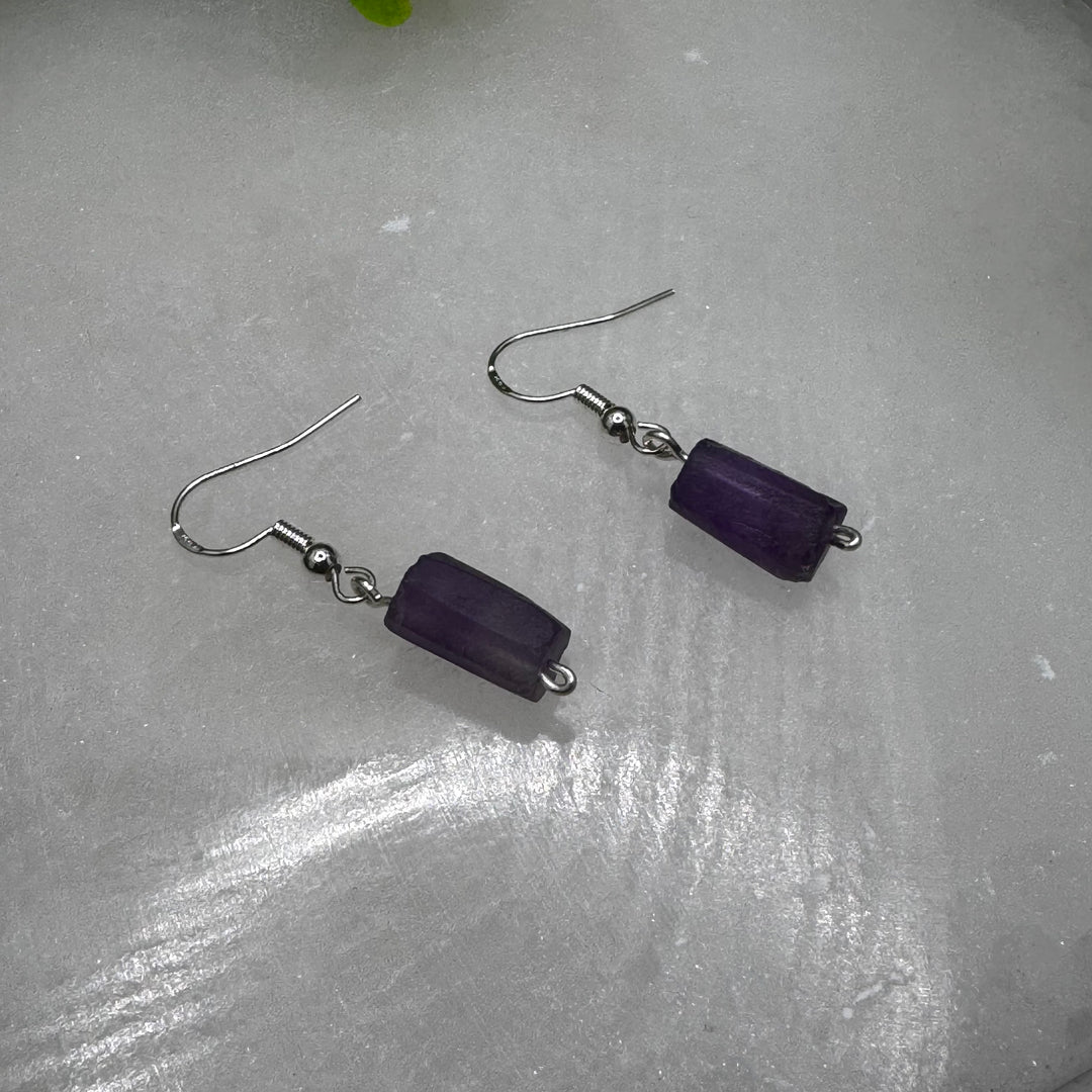 Amethyst Sterling Silver Dainty Earrings