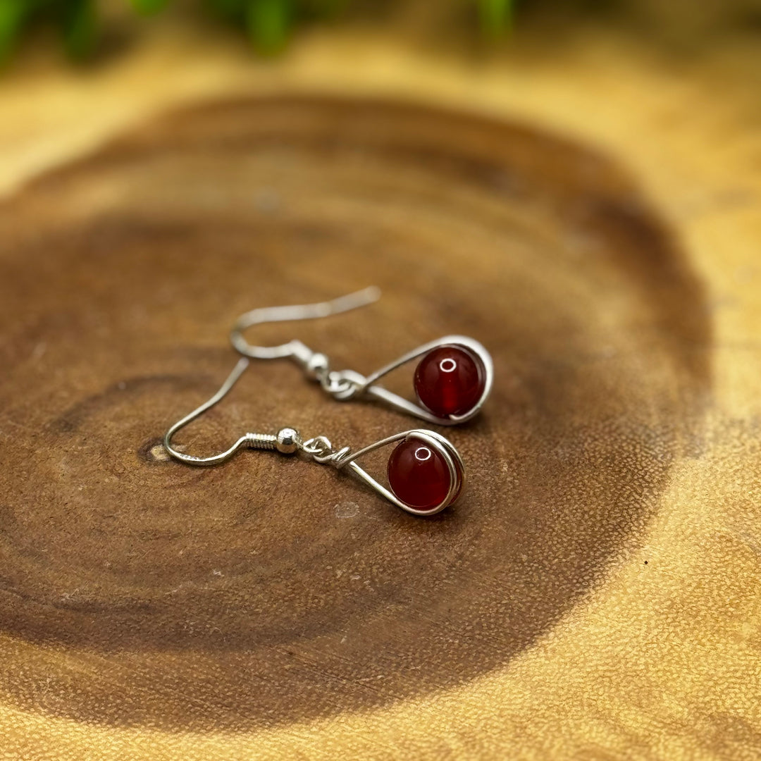 Carnelian Teardrop Sterling Silver Earring