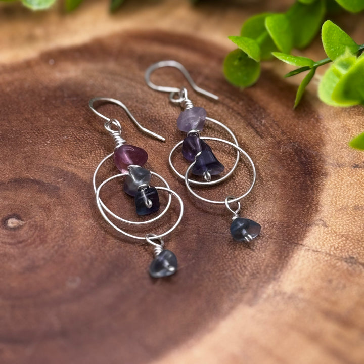 Fluorite Sterling Silver Absract Earrings