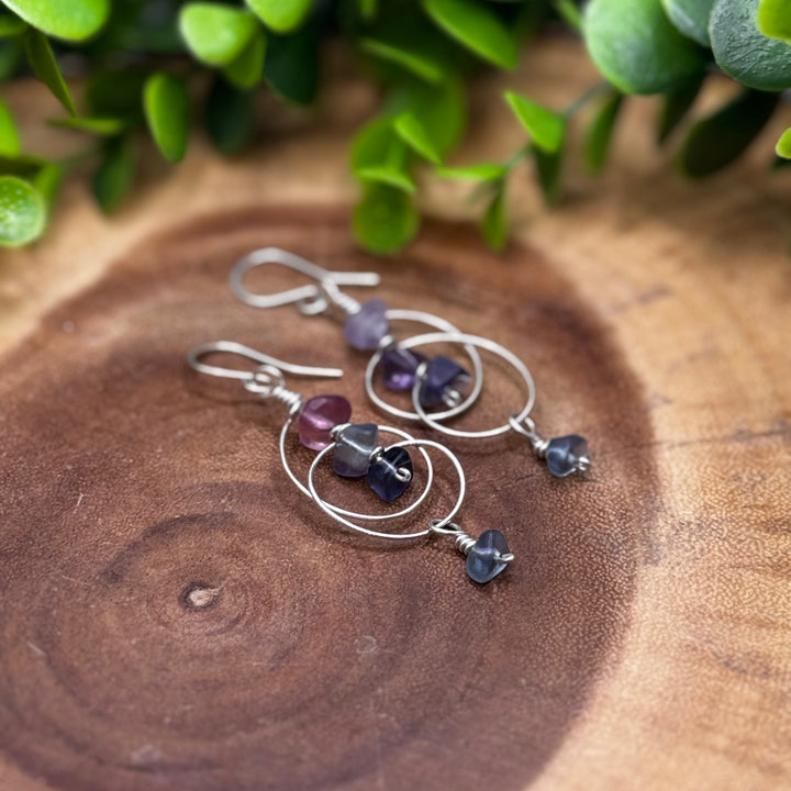 Fluorite Sterling Silver Absract Earrings