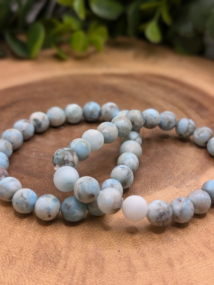 Frosted Larimar 8mm Bracelet