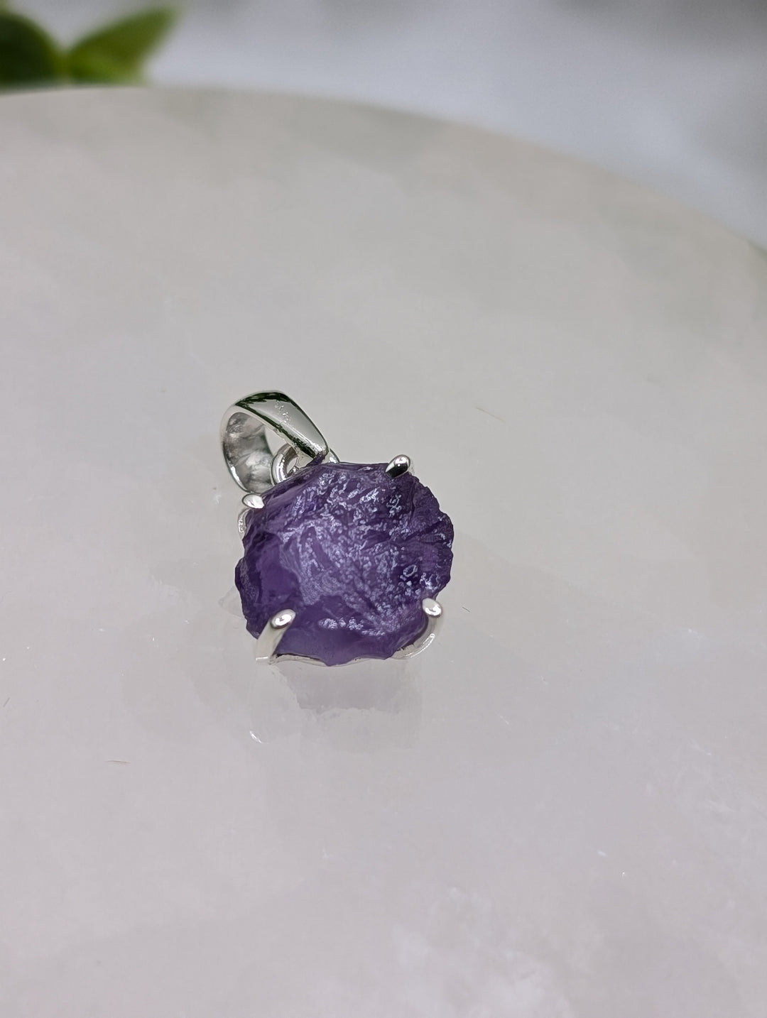 Amethyst Raw Sterling Silver Pendant