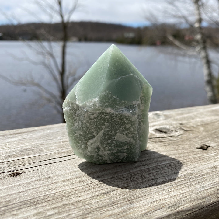 Green Aventurine Cut Base Top Polished Point