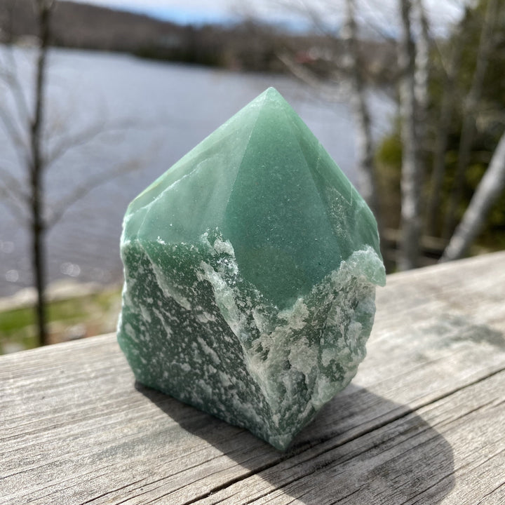 Green Aventurine Cut Base Top Polished Point