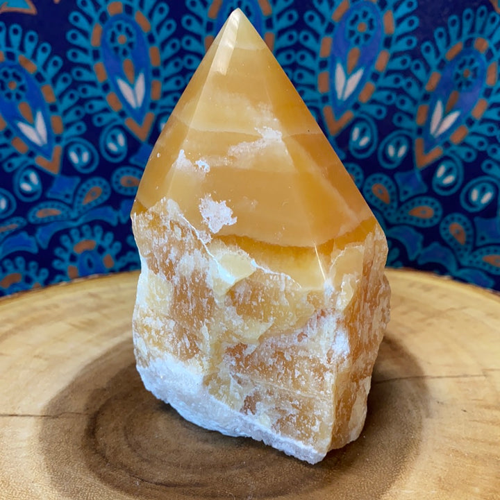 Yellow Calcite Top Polished Rough Cut Points