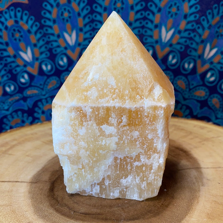 Yellow Calcite Top Polished Rough Cut Points