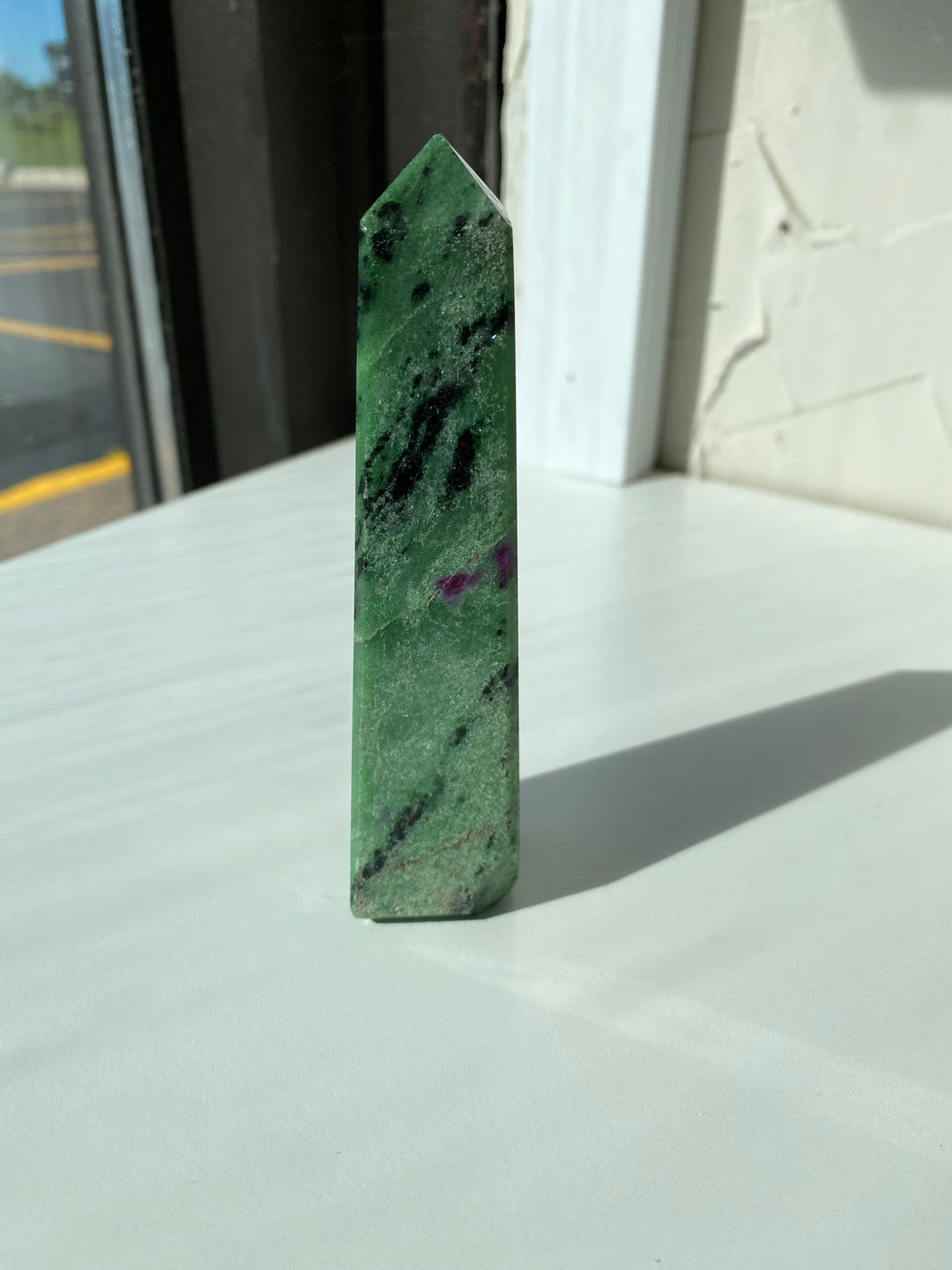 Zoisite with Ruby Obelisks