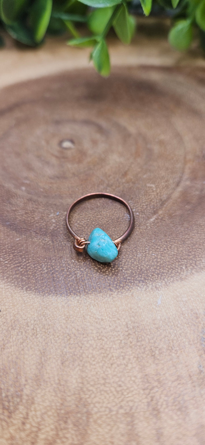 Copper Plated Amazonite Ring