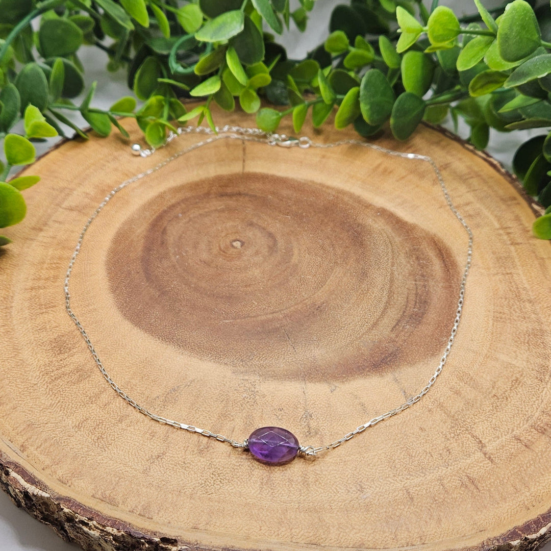 Faceted Amethyst Sterling Silver Necklace