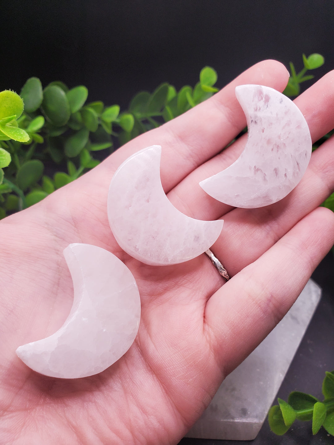 Selenite Crescent Moons