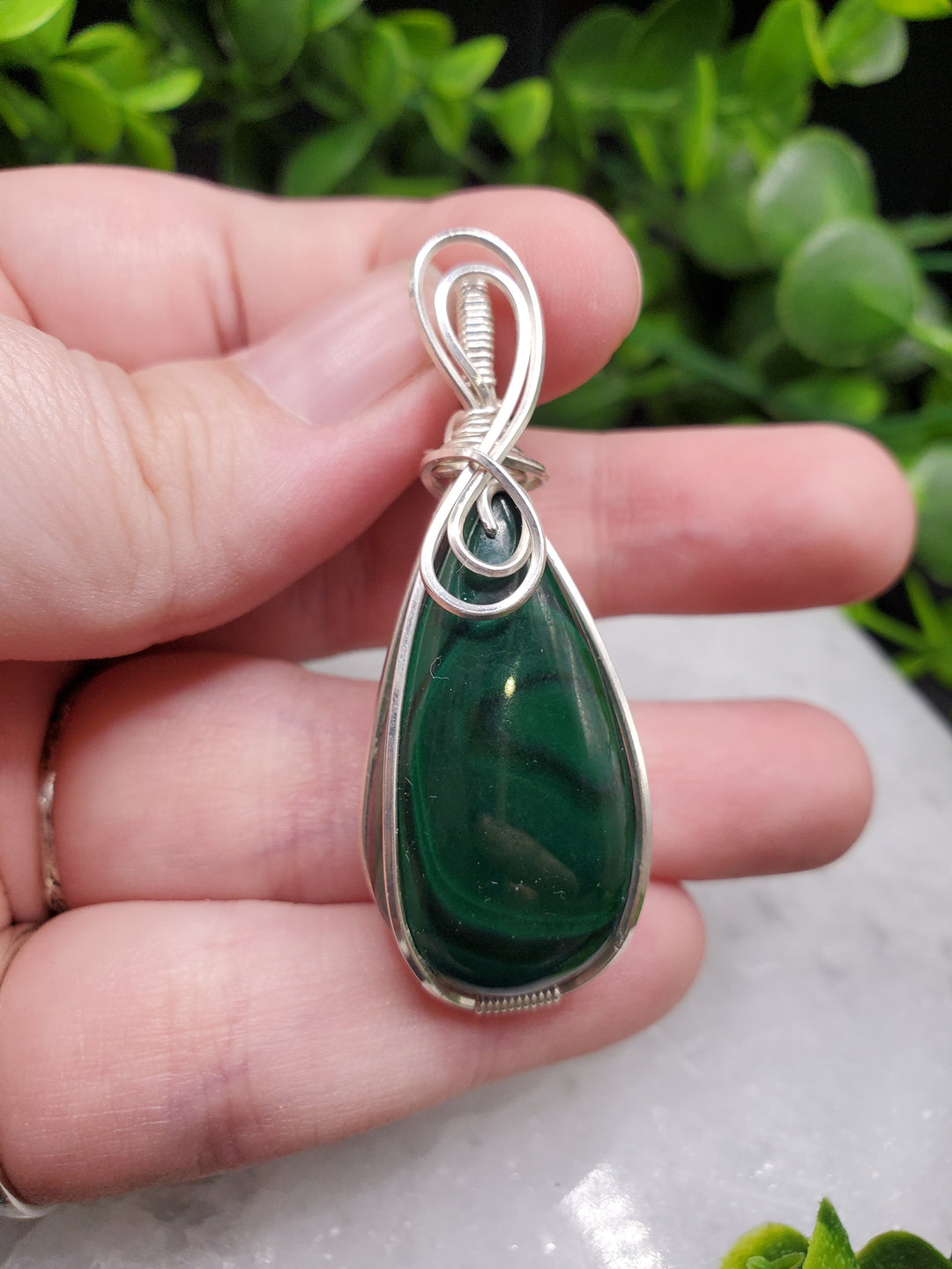 Handcrafted Malachite Sterling Silver Pendant