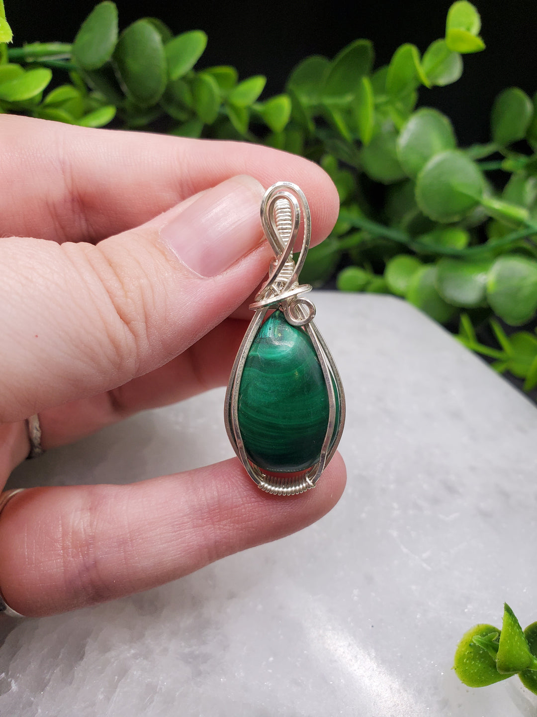 Handcrafted Malachite Sterling Silver Pendant