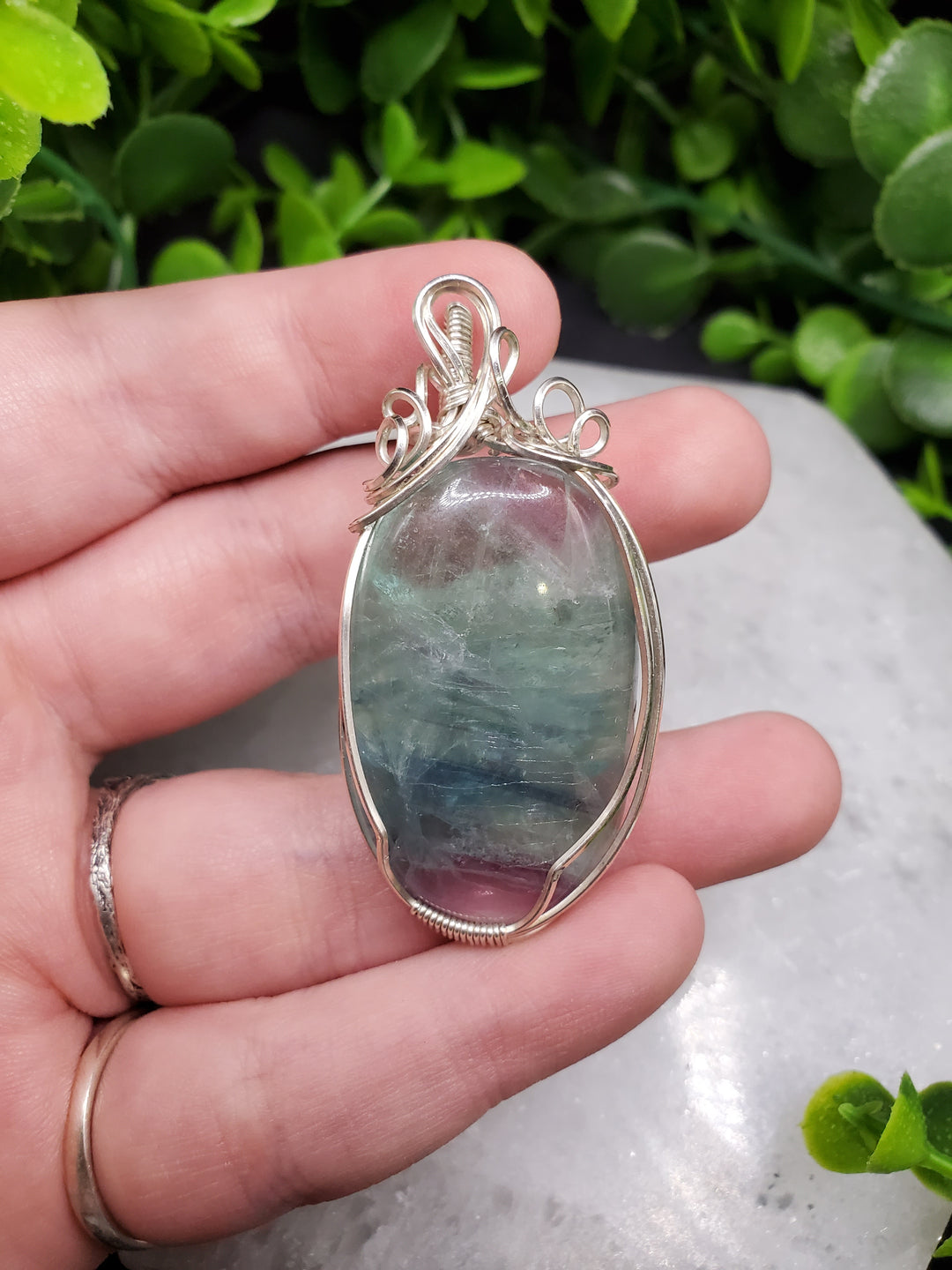 Fluorite Sterling Silver Pendant