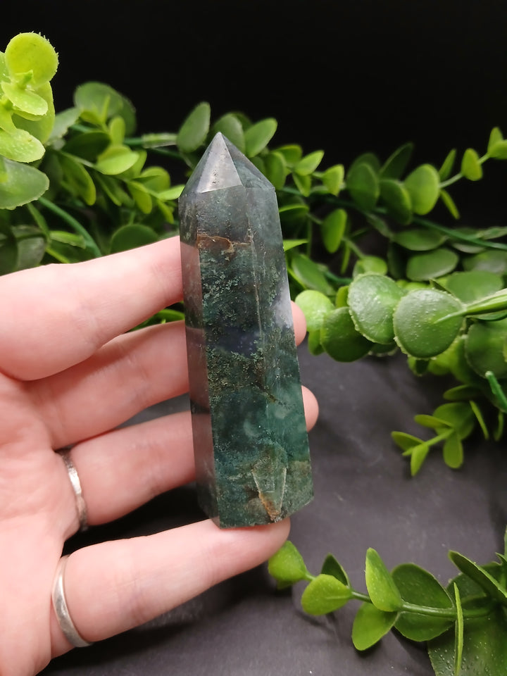 Moss Agate Polished Point #2