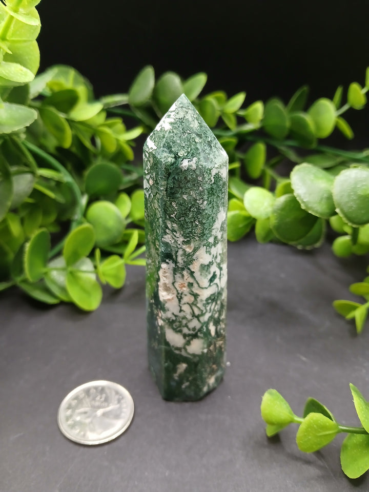 Moss Agate Polished Point #4