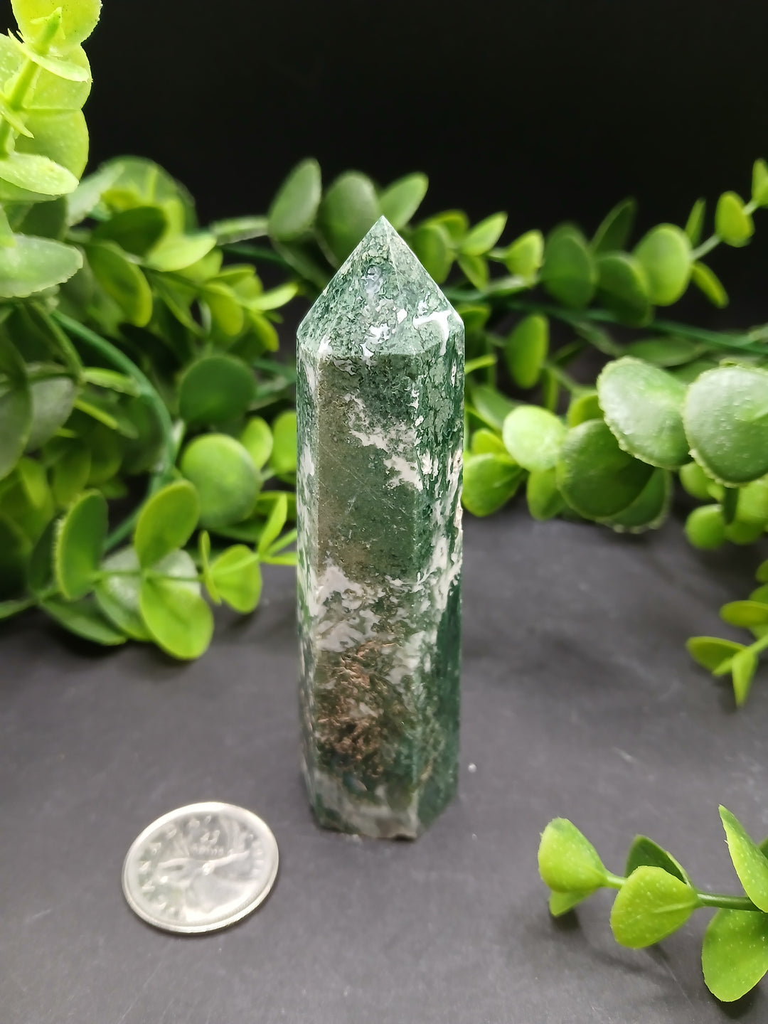 Moss Agate Polished Point #4