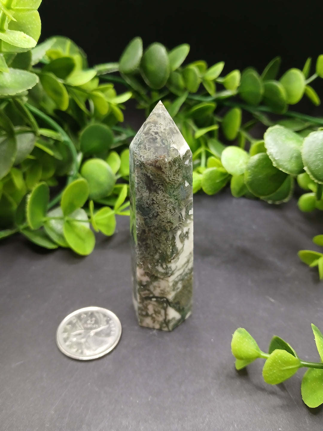 Moss Agate Polished Point #5