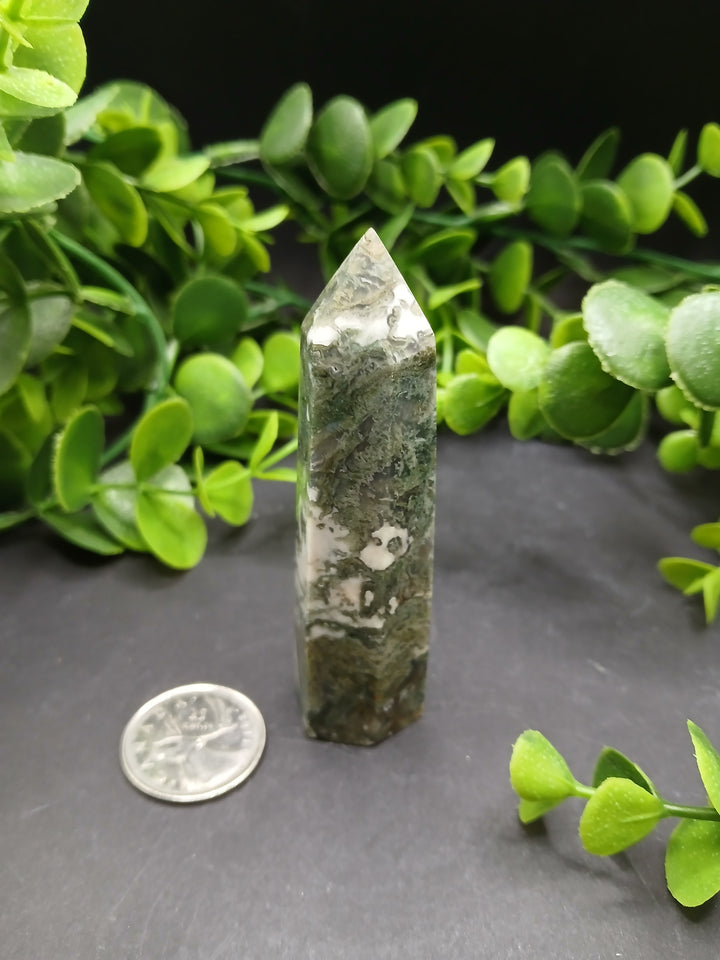 Moss Agate Polished Point #5