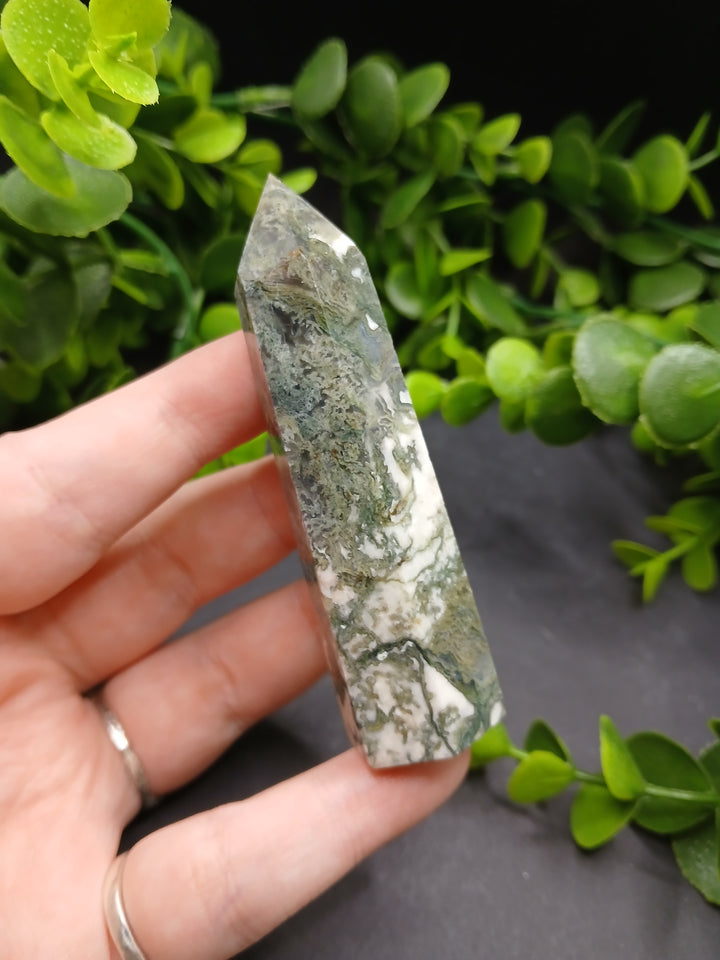 Moss Agate Polished Point #5