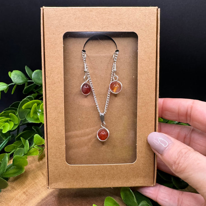 Carnelian Earring & Necklace Set