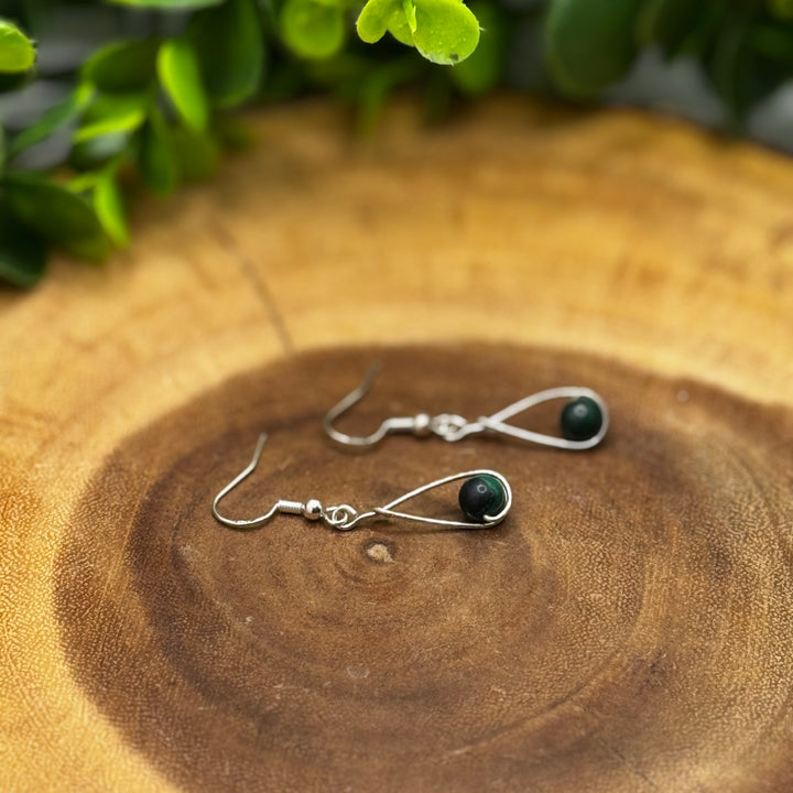 Malachite Teardrop Sterling Silver Earrings