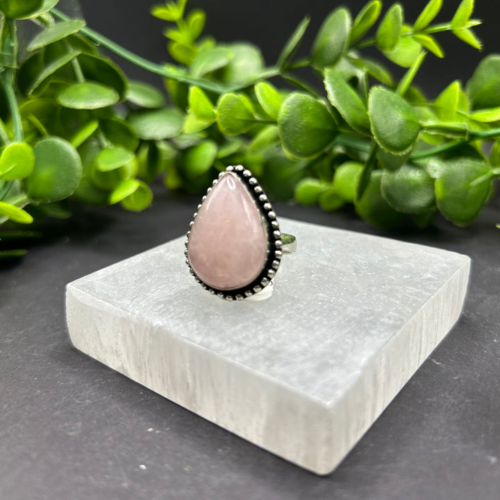 Rose Quartz Teardrop Ring