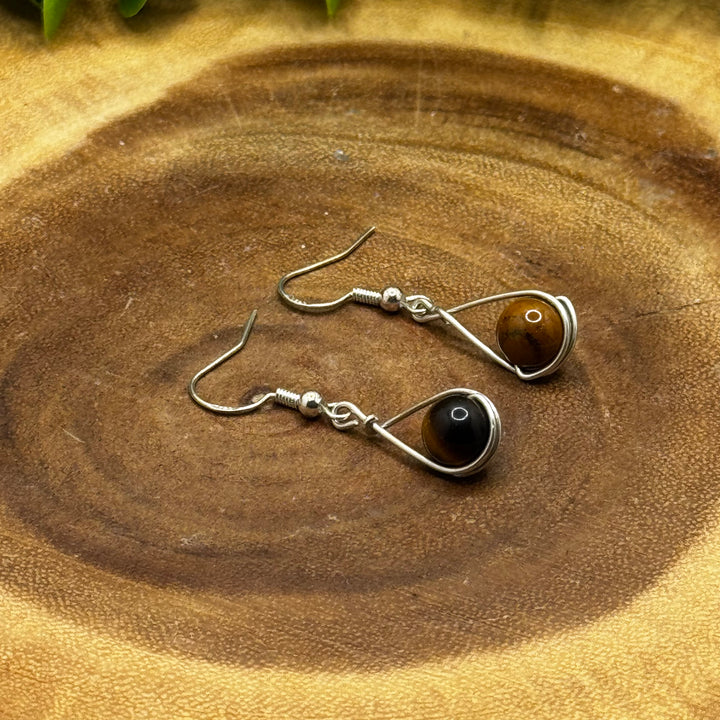 Tiger Eye Teardrop Sterling Silver Earrings
