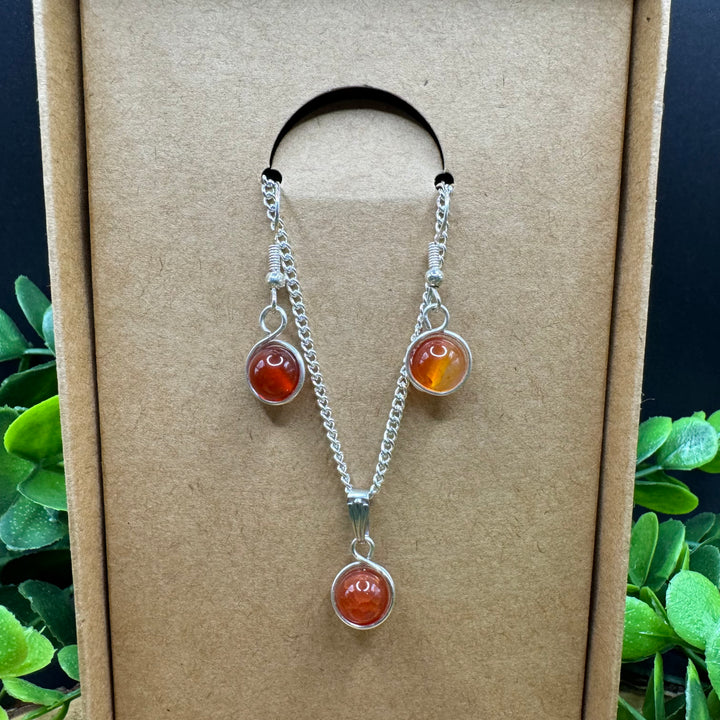 Carnelian Earring & Necklace Set