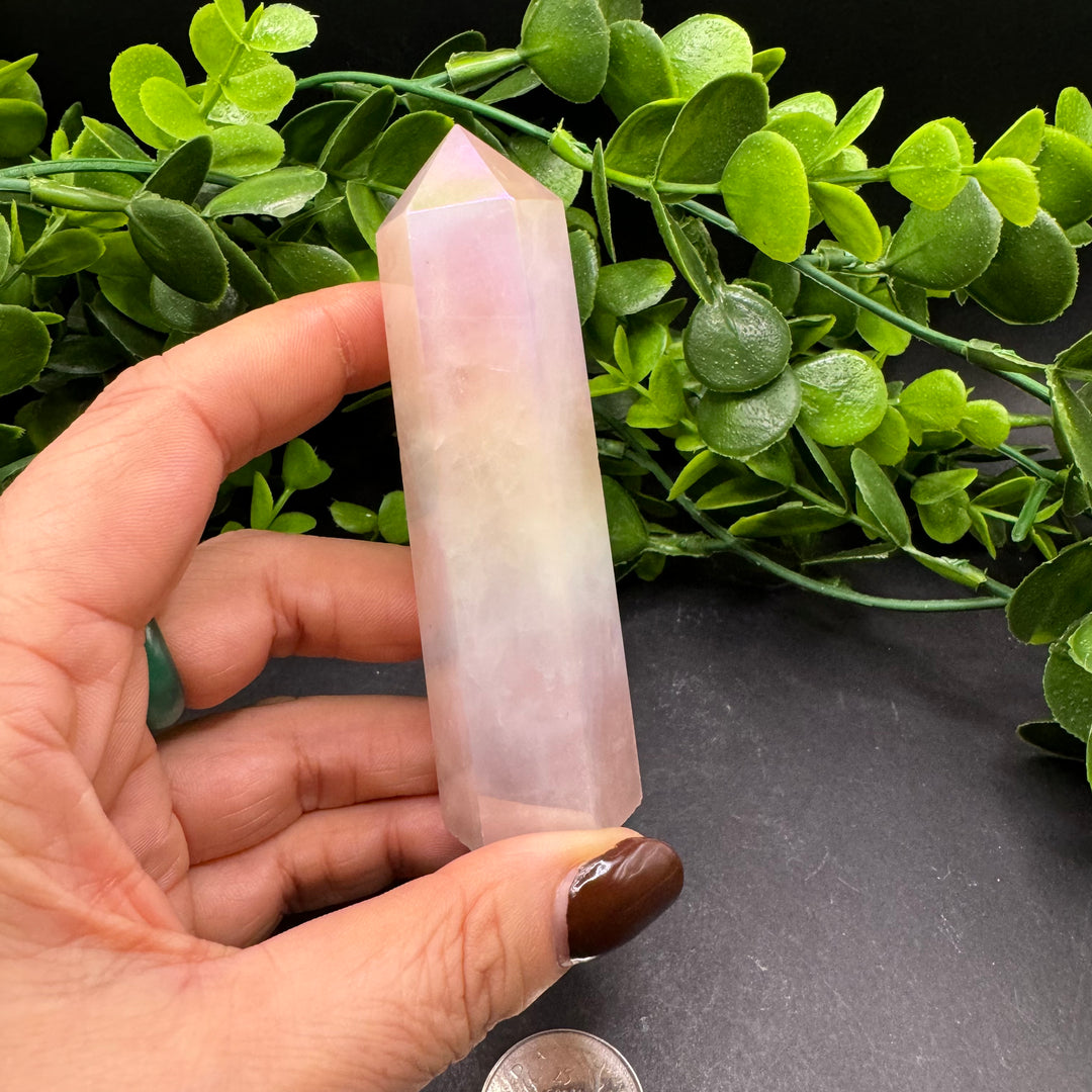 Aura Rose Quartz Polished Point #1