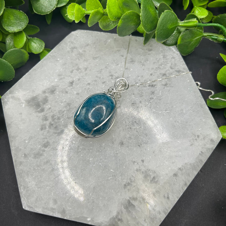 Blue Apatite Sterling Silver Pendant (#1)