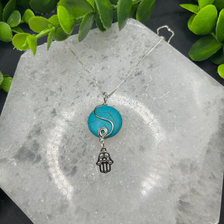 Turquoise Howlite Hamsa Pendant