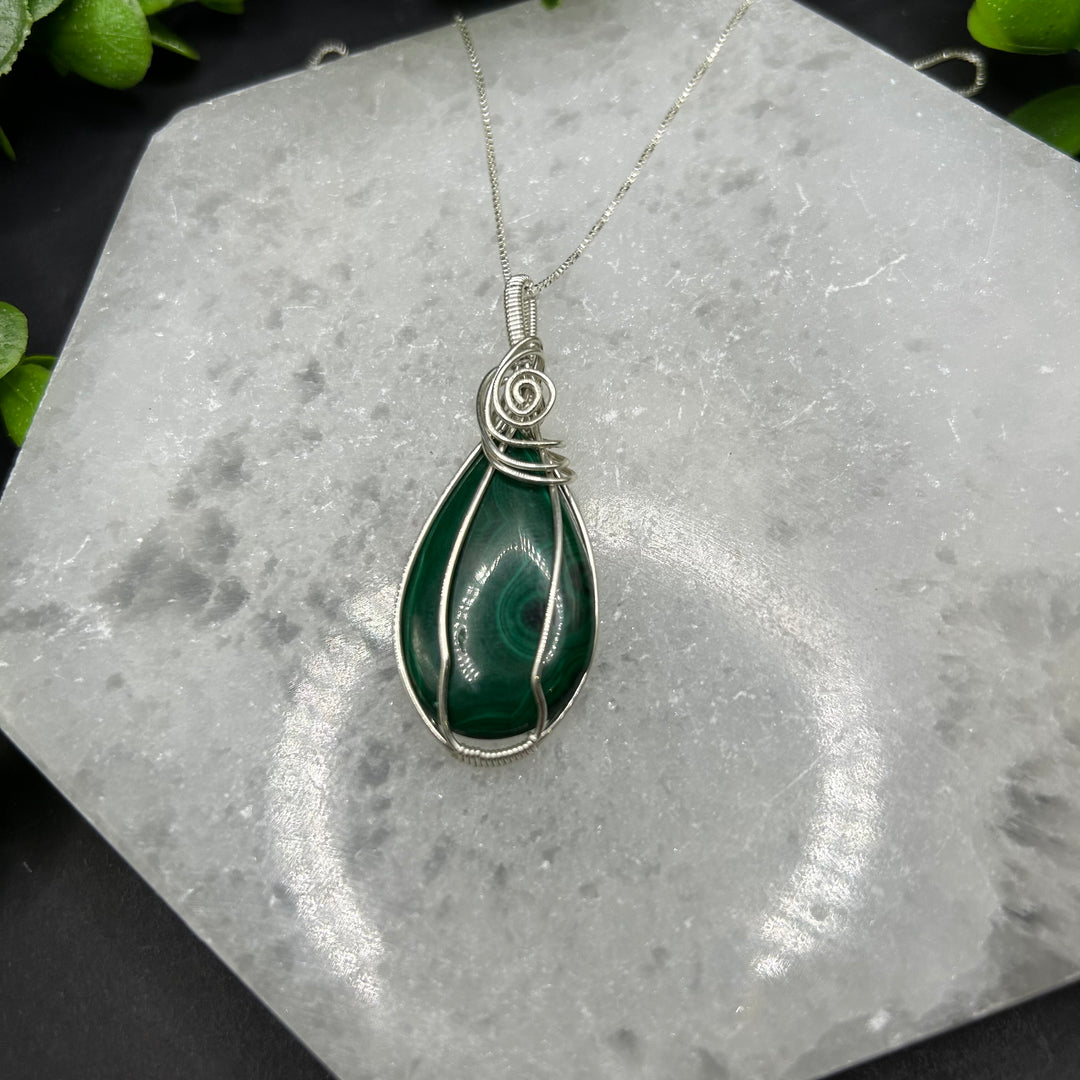 Handcrafted Malachite Sterling Silver Pendant