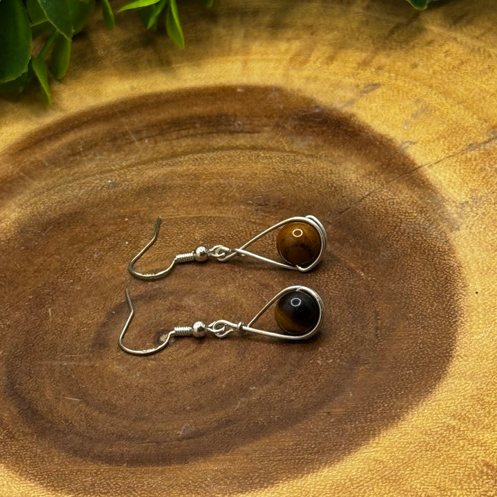 Tiger Eye Teardrop Sterling Silver Earrings