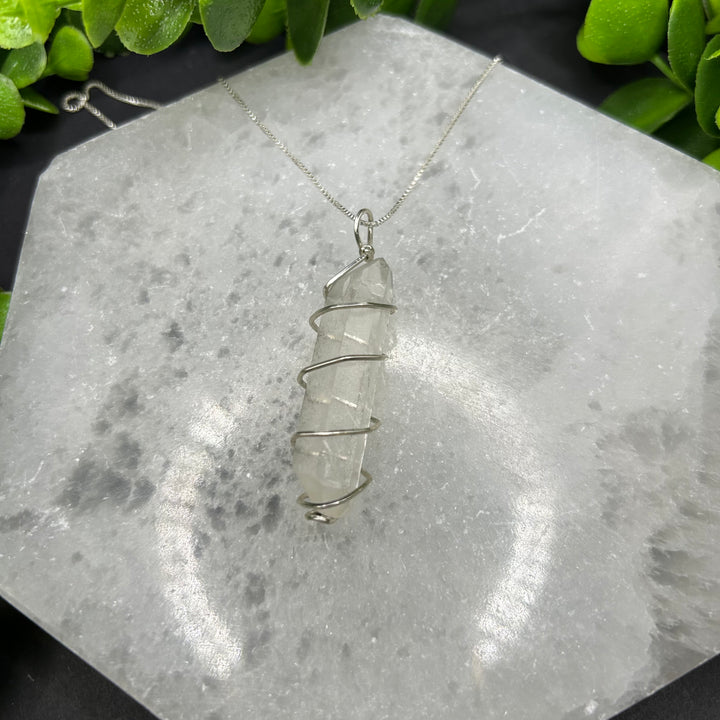 Clear Quartz Silver Wrapped Pendant