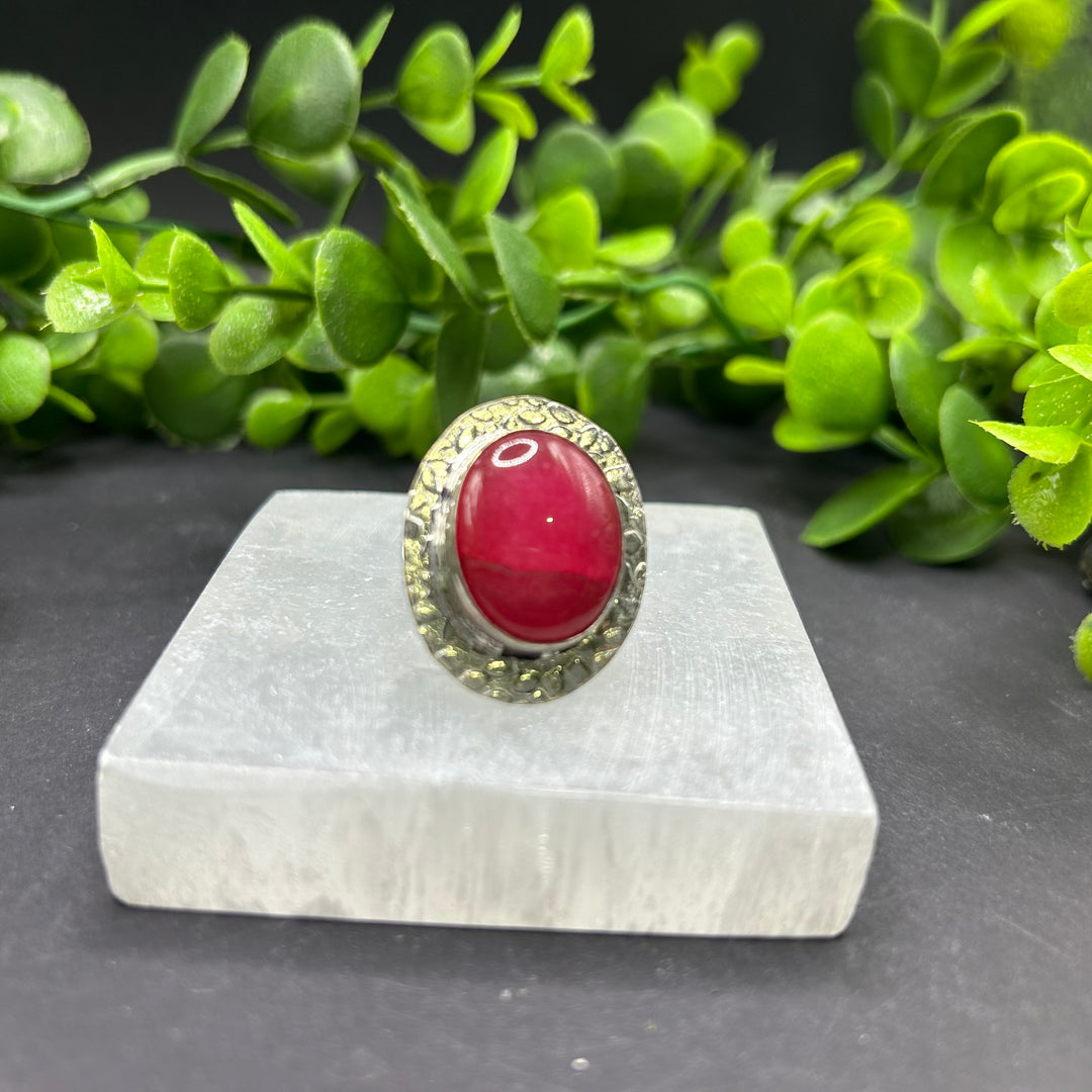 Pink Dyed Agate Ring