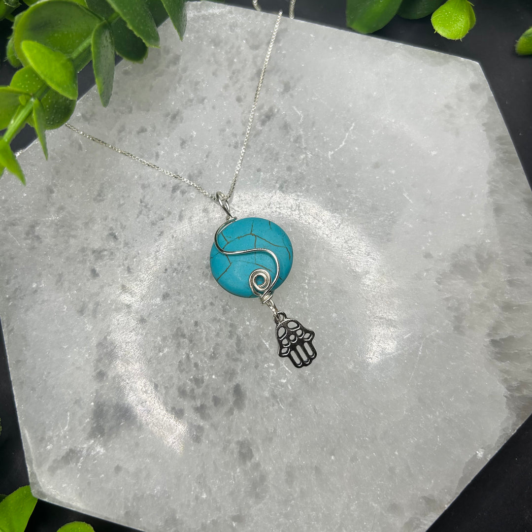 Turquoise Howlite Hamsa Pendant