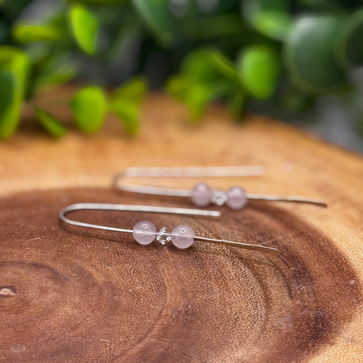 Rose Quartz Sterling Silver Threader Earrings