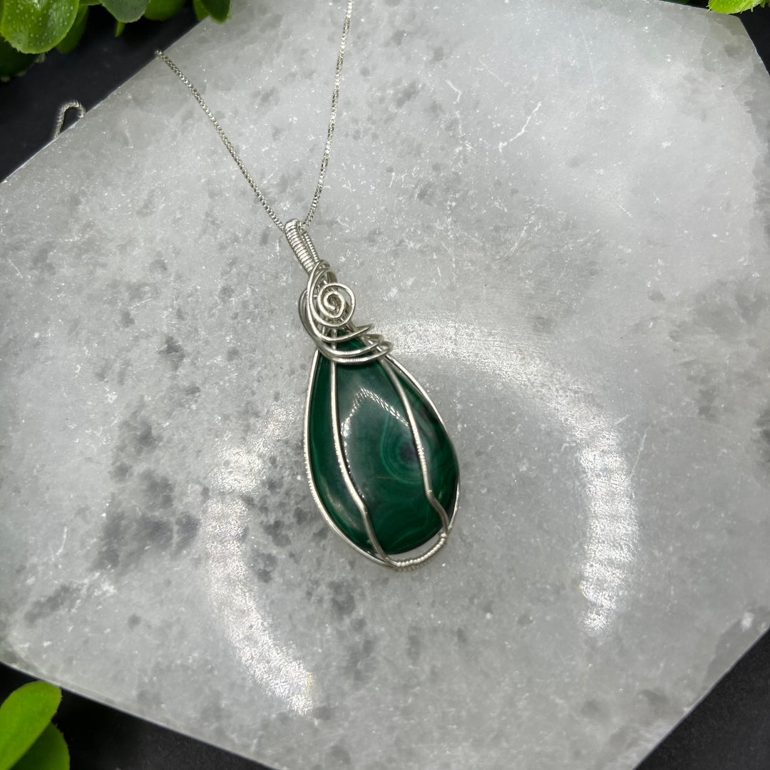 Handcrafted Malachite Sterling Silver Pendant