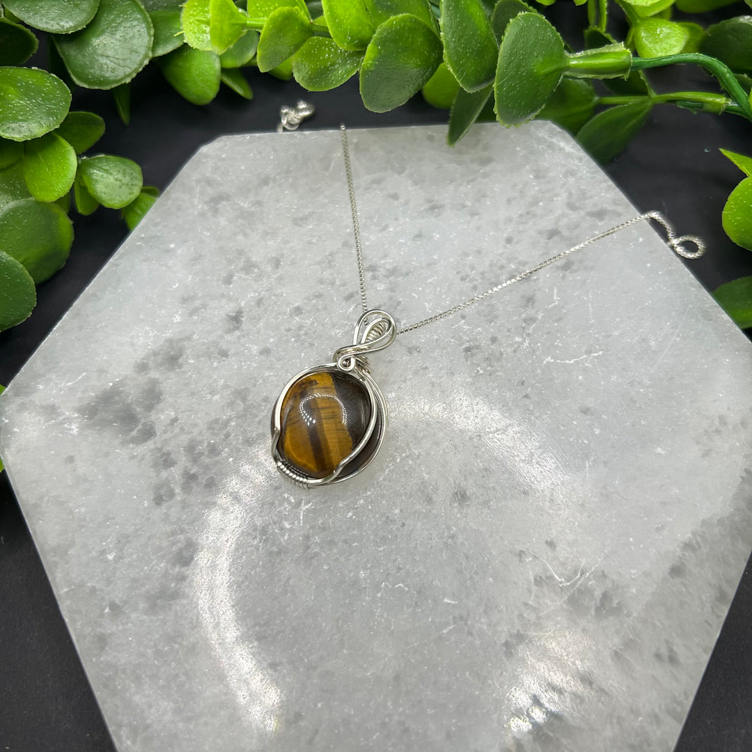 Tiger Eye Wire Wrapped Pendant