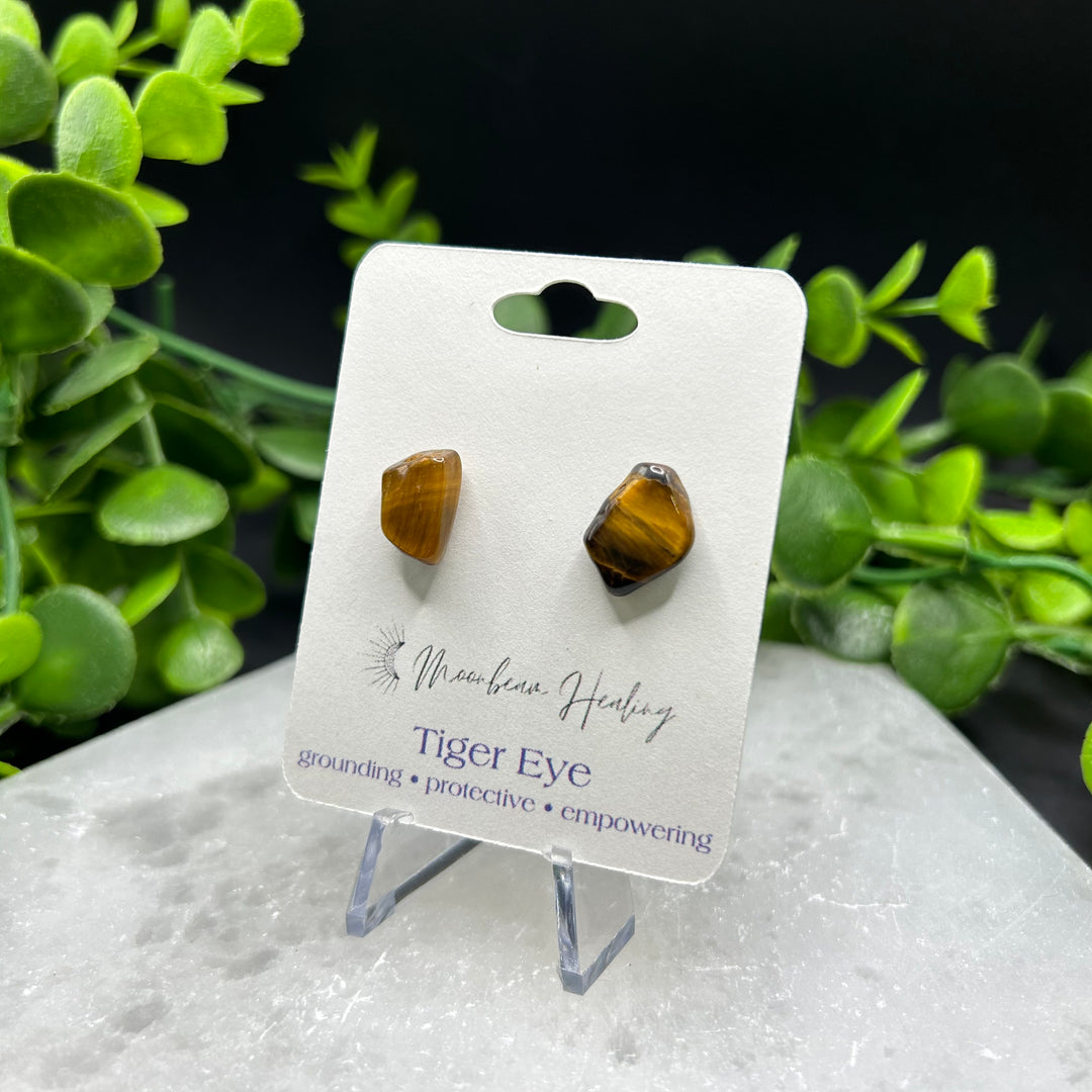 Tiger Eye Stud Earrings