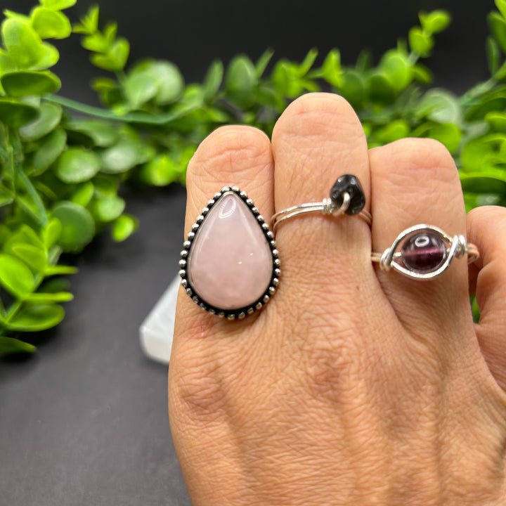 Rose Quartz Teardrop Ring