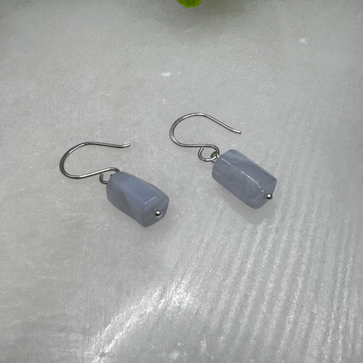 Sterling Silver Blue Lace Agate Dainty Earrings