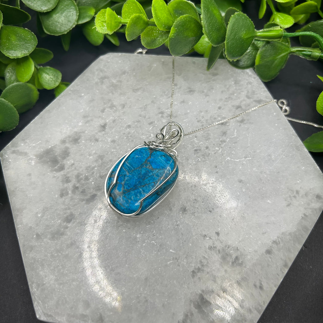 Blue Apatite Sterling Silver Pendant (#2)