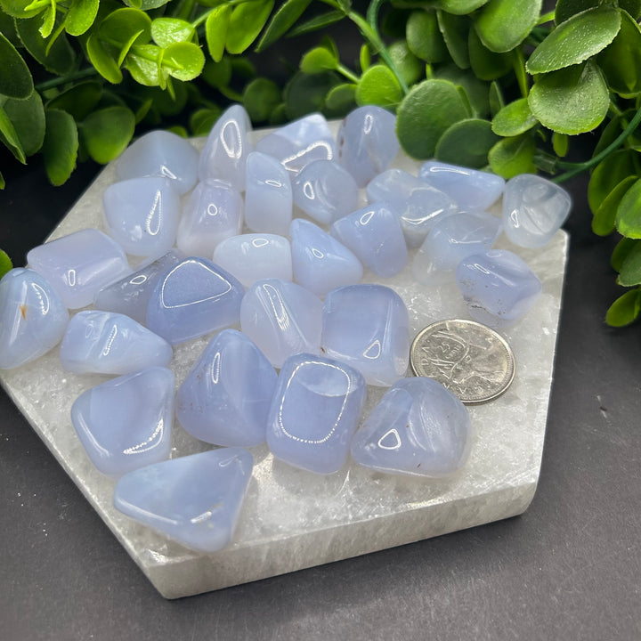 High Quality Blue Chalcedony Tumbled